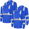 Amylove 4 Pcs Long Sleeve High Visibility Safety Shirts,XXL,Blue