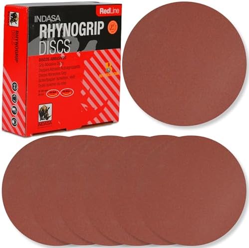 Indasa 6" Rhynogrip 50 PCS Sanding Discs 240 Grit– Hook & Loop, Anti-Clog, Dust-Free Design – High-Performance Abrasive Aluminum Oxide + Lubricant Coating