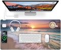 Wireless Charging Mouse Pad, 31.5"x15.8" in, Beach Sunset