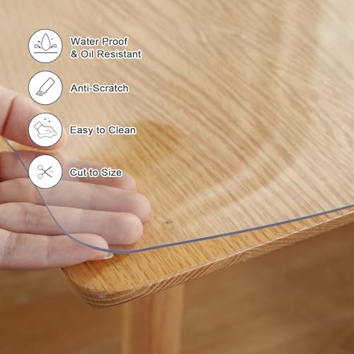LovePads Clear Desk Mat 14 x 60 in, 2mm Thick Plastic Table Cover Protector