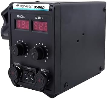 8586D 110V Solder Station, 2 in 1 LCD Dual Digital Display SMD Hot Air Gun Rework Station and Soldering Iron,750W