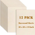 12 Pack Basswood Sheets Plywood Board 18 x 20 x 1/8 Inch - Unfinished Wood Boards with Smooth Surfaces for Crafts, Laser Cutting and Engraving, CNC Cutting, DIY Architectural Models