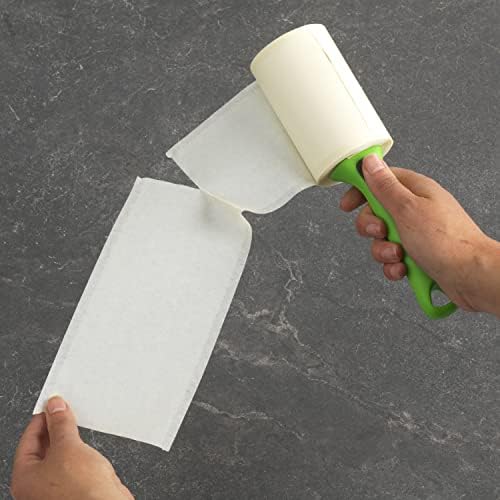 Evercare Pet Hair Lint Rollers All Purpose Use 100 Easy-Tear Sheets Per Roll Reusable Sticky Roller Pets Cat & Dog Hair Remover Contoured Handle for Furniture Clothing & Cars, Green (Pack of 12)