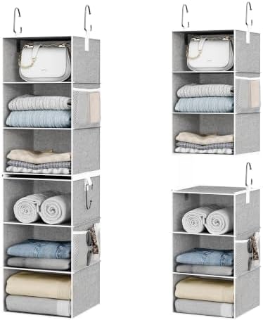 StorageWorks Hanging Closet Organizer, 6-Shelf with 2-in-1 Design, Ivory