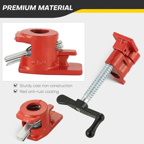 6 Pack 1/2" Wood Gluing Pipe Clamp Set, Pipe Clamps for Woodworking