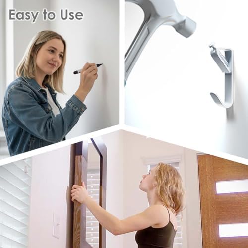 Picture Hanging Kit, Extra Thick, 100lb 50lb 30lb, Heavy Duty Plaster Wall and Drywall Large Hangers and Hooks Hardware for Painting and Frame to Hang on, 160pcs Silver with Nails