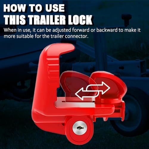 Trailer Hitch Lock 2 Pack-Keyed Alike for 1-7/8", 2", 2-5/16" Couplers, Red