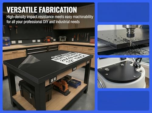 Black HDPE Sheet 24x24 Inch 1/2" Thick, 12mm Marine Grade HDPE Plastic Board, Thick Heavy Duty Black Panel for Boat, Workbench, Industrial & Outdoor Projects