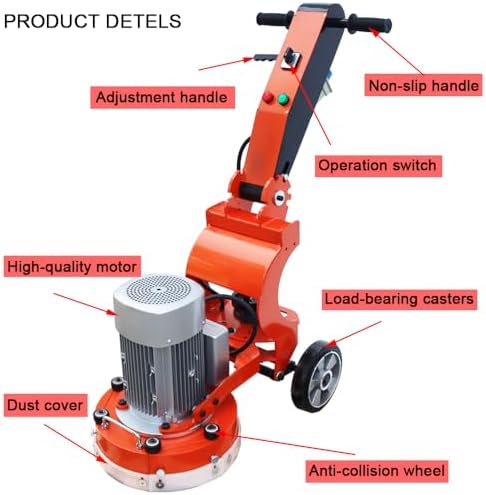 INTBUYING Concrete Floor Grinder Machine Hand-push Concrete Cement Ground Grinder Epoxy Terrazzo Marble Paint Removal Foldable Design Floor Grinder Grinding Machine 220v