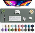 Aothia Faux Leather Desk Mat - Large Mouse Pad, Non-Slip PU Leather Blotter, Waterproof Writing Surface for Office and Home (Jungle Green, 42" x 17")