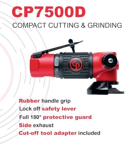 Chicago Pneumatic CP7500DK - Air Grinder Tool, Welder, Woodworking, Automotive Car Detailing, Stainless Steel Polisher, Heavy Duty, Right Angle Grinder, 2 Inch (50 mm), 0.2 HP / 150 W - 22000 RPM