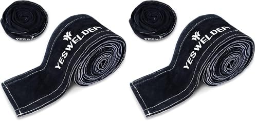 YESWELDER TIG Welding Torch Cable Cover Flame Resistant Leather Black Cover 7.6 Meters(25 Feet Length) (Pack of 2)