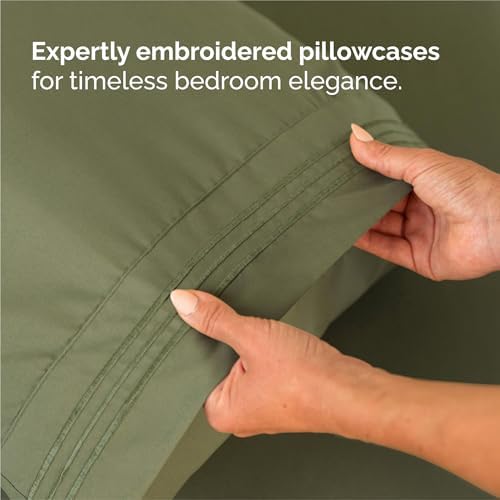 Split King Size 5 Piece Sheet Set - Comfy Breathable & Cooling - Sage Green