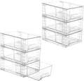 Vtopmart 6 Pack Stackable Storage Drawers,Clear Acrylic Drawer Organizers with Handles, Easily Assemble Containers for Fridge, Bathroom,Kitchen Undersink,Cabinet,Pantry Organization and Storage