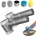 Electric Spin Scrubber, Cordless Shower Scrubber with Digital Display, 3 Speed Power Cleaning Brush with 5 Replaceable Heads, Ideal for Bathroom Tile Tub Sink Floor (Grey-2 PCS)