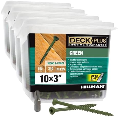 Deck Plus Deck Screws, 310 Pieces,5 Lb Box, Green, #10 x 3 (Pack of 4)