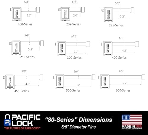 PACLOCK's 80-Series Trailer Hitch Lock, UCS, YK-7" Pin for Swagman Bike Racks, High Performance 6-Pin Cylinder, Keyed Differently w/ 2 Keys, Black