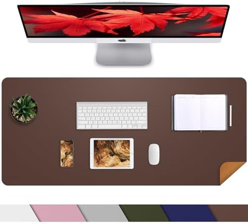 AFIING Leather Desk pad Protector, 35.4" x 17", Coffee,Desk mat