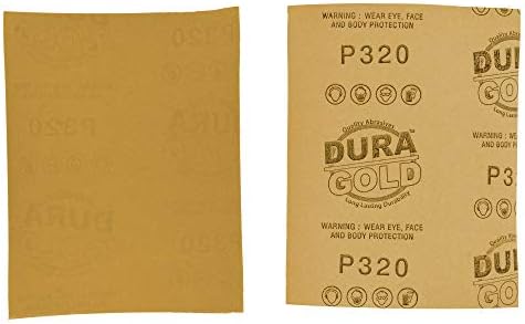 Dura-Gold Premium 1/4 Sheet Gold Sandpaper Sheets, 320 Grit (Box of 400)