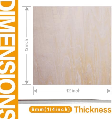 16 Pack Basswood Sheets 1/4 inch,12x12x1/4Iinch Plywood Sheets,6mm Basswood for Laser Cutting,Laser Engraving Blanks,Thin Natural Unfinished Wood for Crafts,Wood Burning (16pack-12x12 1/4(6mm) Thick)