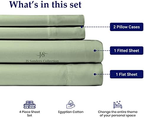 JS Sanders Collection Split Head Sheet Set King Size,Moss