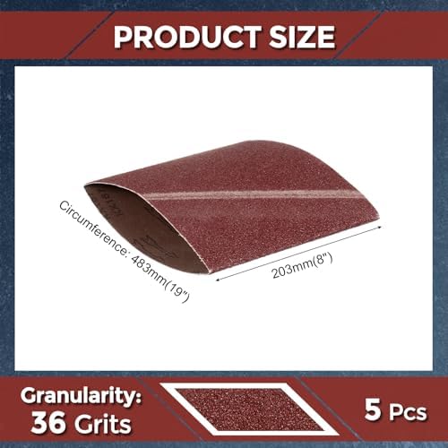 5 Pcs Sanding Belts 8 x 19 Inch 36 Grit Aluminum Oxide