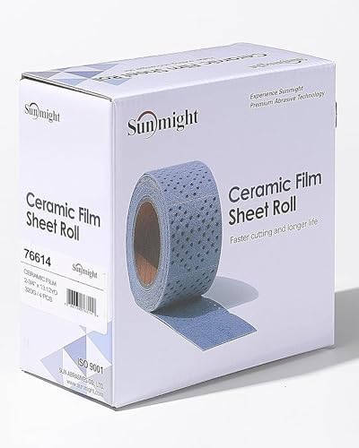 Sunmight Ceramic Film Sandpaper Roll 2.75" x 13.12yd 320G — Hook & Loop Sand Paper Sheets for Auto Body, Car Sanding, Wood, Metal, Longboard Block Tools | Wet Dry Automotive Shop Supplies, Wet Dry Use