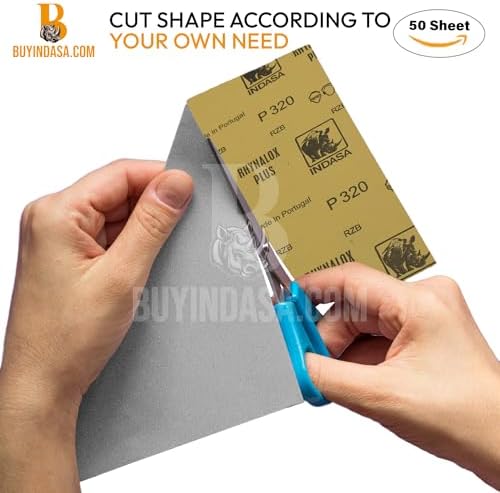 Indasa 50 PCS 9x11 Sandpaper - Dry Sanding Sheets, 240 Grit, Rhynalox Plusline Professional-Grade Abrasive for Wood, Metal, Automotive, and Paint Finishing - Durable, Clog-Resistant Sand Paper