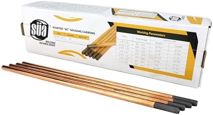 SÜA - DC Copper Coated Pointed Carbon Gouging Rod - 5/16" x 12" - (50 Rods)