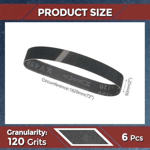 Sanding Belts 2 x 72 Inch 120 Grit Silicon Carbide 6 Pack
