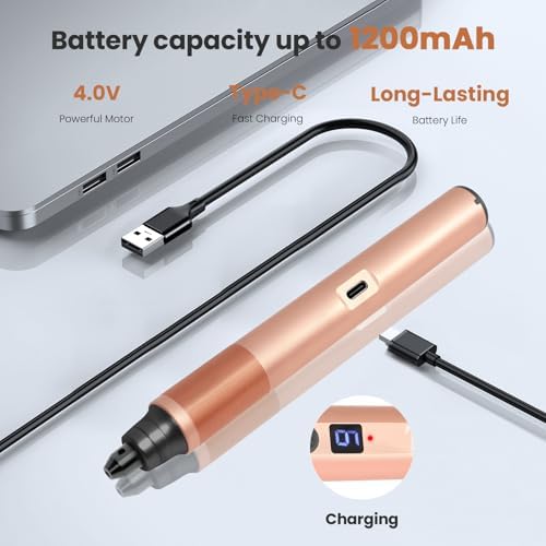 Tarlido Electric Engraving Pen, Mini Cordless Rotary Tools, USB-C Rechargeable Etching Pen, 4V/1200mAh DIY Engraver Machine for Metal, Wood, Glass, Plastic,2 Stencils, Rose Gold