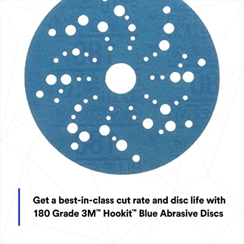 3M Hookit Blue Abrasive Disc, 321U, 36161, 5 in, 180+ Grade, Multi-Hole