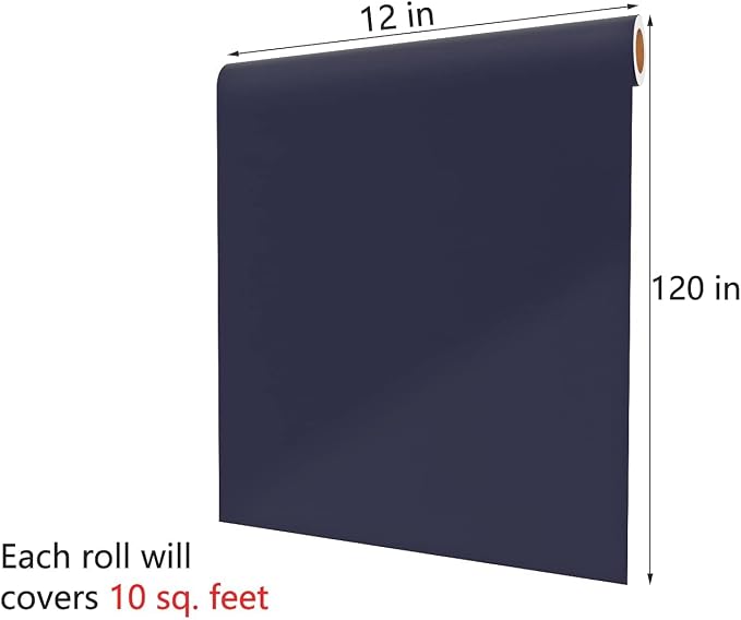 Blue Contact Paper for Cabinets Dark Blue Peel and Stick Wallpaper for Bedroom Walls Removable Vinyl Wrap Self Adhesive Solid Blue Contact Paper for Shelves Dark Blue Wallpaper 12"x120"