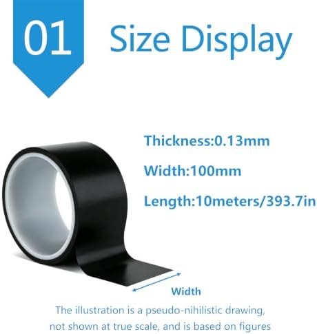 PTFE Tape Thin Film Adhesive Teflon Fabric 10cm Black Tape