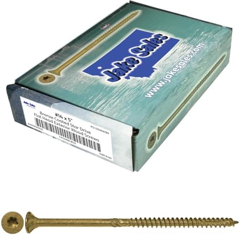 Jake Sales #14 X 5 Bronze Coated Multipurpose Wood Screw Torx/Star Drive Flat Head (5 POUNDS - 150 Approx. Screw Count) Exterior Coated - ACQ Compatible Wood Screws