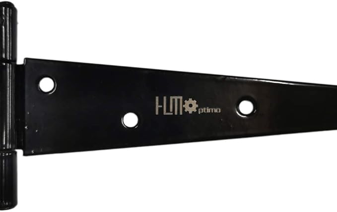 HLMOptimo Heavy Duty T Hinge Tee Hinge T Strap Hinge Shed Hinge Gate Hinge Barn Hinge Fence Hinge Door Hinge Wrought Rustproof All Size Black (6 pcs, 10 inch