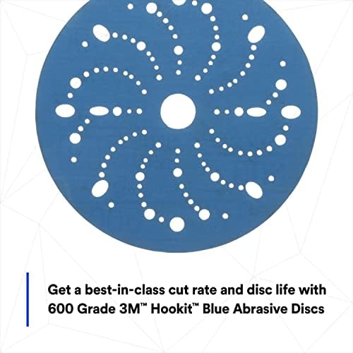 3M Hookit Blue Abrasive Disc, 321U, 36183, 6 in, 600+ Grade, Multi-Hole