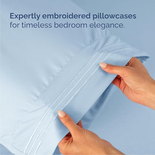 Cal King Size 4 Piece Sheet Set - Breathable & Cooling Sheets - Sky Blue