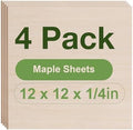 Rowood 4 Pack Maple Plywood 1/4,12x12x1/4inch,6mm Thick Unfinished Wood for Laser Cutting and Engraving,DIY Ornaments,Wood Burning,Models Drawing