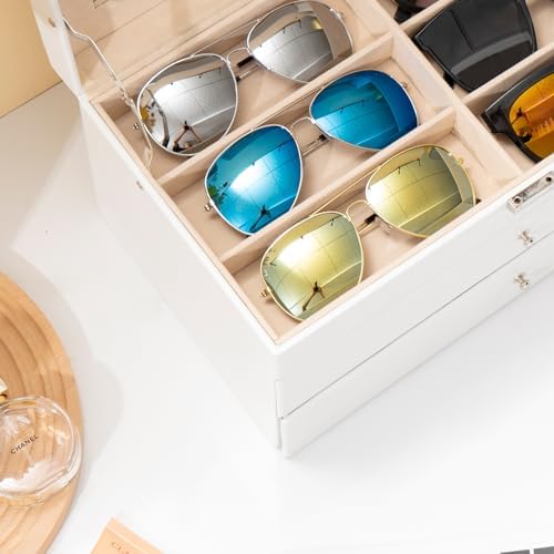 ProCase 3-Layer Sunglasses Storage Organizer -White