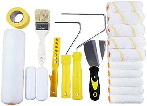 Paint Roller Set, 9 Inch Paint Roller Frame, Paint Roller Set for Walls, Including 9'' and 4'' Paint Rollers, Masking Tape, Paint Brush for Room Home Office