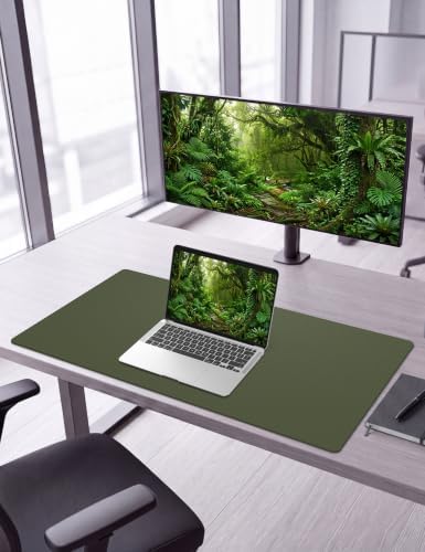 Leather Desk Pad Protector, 31.5" x 15.7", Jungle Green Desk Mat