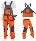 2-in-1 Chainsaw Protective Chaps and Apron Combo, Heavy Duty 900D Oxford Woodworking Tool Apron with 10 Pockets, Adjustable Safety Logger Chaps for Carpenter, Arborist, Gardening
