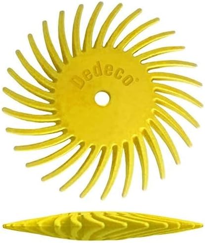 Dedeco Sunburst Radial Bristle Discs 48-Pack - 5/8" Curved Knife-Edge - Yellow 80 Grit (Coarse) - Aluminum Oxide for Polishing & Finishing