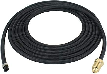 SÜA - Gas Hose for 20 Series Water-Cooled TIG Torches - 12.5 Feet - Super Flex Black Braided - Model 45V09-R