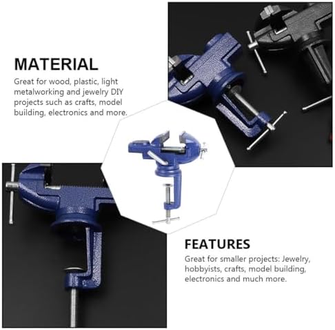 360° Swivel Clamp-on Bench Vise 50mm Small Rotating Table Vise for Woodworking Repair and Teaching Tool, Multi-function Professional Workholding Device