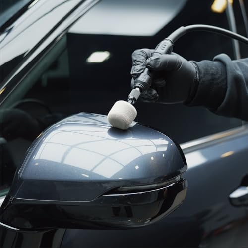 SPTA Gray Light Cut & Fnish Pad, 5Pcs Cylinder Flexible Shaft Mini Polishing Pad Set Perfectly Tailored for Small Area, Polishing Door Handle Recesses, Radiator Grilles, Rims, and Interiors -PT110-5