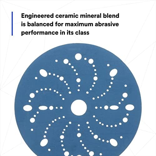 3M Hookit Blue Abrasive Disc, 321U, 36181, 6 in, 400+ Grade, Multi-Hole
