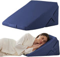 Bedluxe Wedge Pillow for Sleeping, Adjustable 9&12 Inch Foldable Bed Wedge Pillow Set, Orthopedic Memory Foam Triangle Pillows Wedge, 7-in-1 Elevated Pillows for Leg and Back Support, Navy