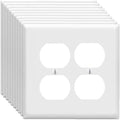 Duplex Outlet Cover Wall Plates 2-Gang Switch Outlet Electrical Cover Plate Unbreakable Thermoplastic Faceplate for Light Receptacle Outlet Switch, White (10 Pack)